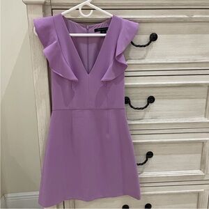 French Connection Lilac Mini Dress with Ruffle Sleeves